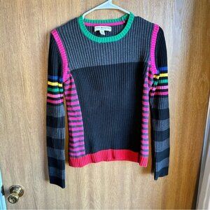Tommy Hilfiger Size Petite Large Ribbed Sweater Multicolored